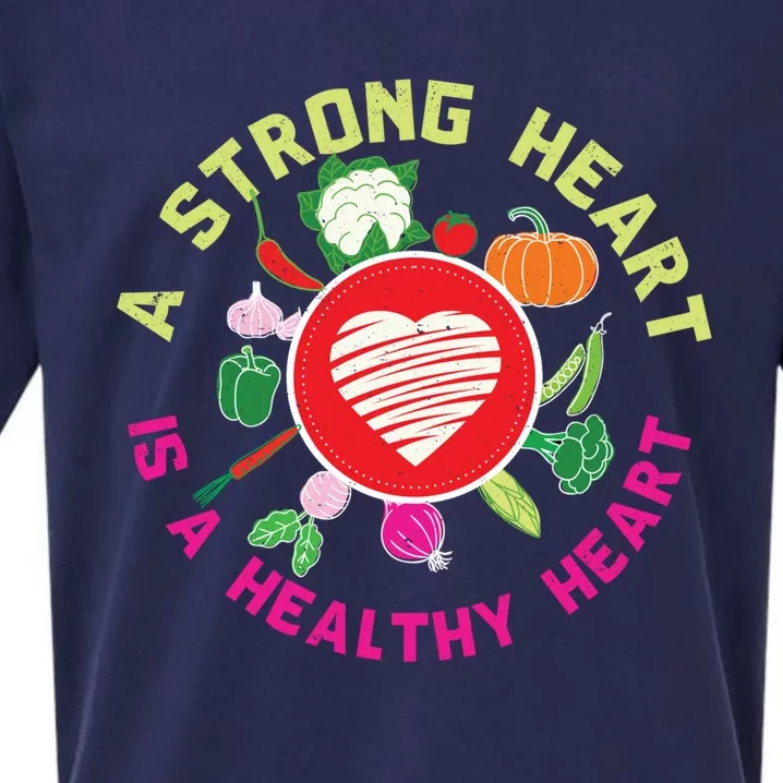 A Strong Heart Is A Healthy Heart Vegan Fitness Health Sport Funny Gift Sueded Cloud Jersey T-Shirt