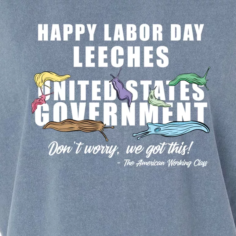 Anti Socialism Happy Labor Day Leeches Gift Garment-Dyed Women's Muscle Tee