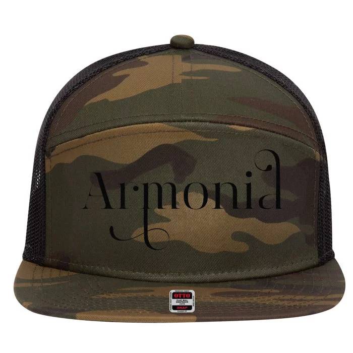 Armonia Spanich Harmony Word Design Premium 7 Panel Mesh Trucker Snapback Hat