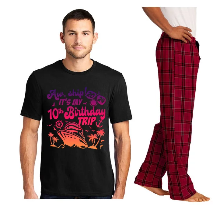 Aw Ship It’S My 10th Birthday Trip 2024 Birthday Cruise Cute Gift Pajama Set