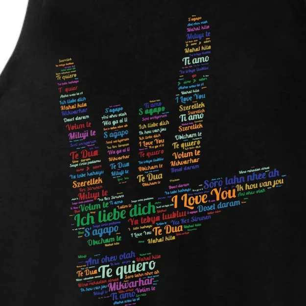 ASL Sign I Love You In 40 Different Languages ASL Ladies Tri-Blend Wicking Tank