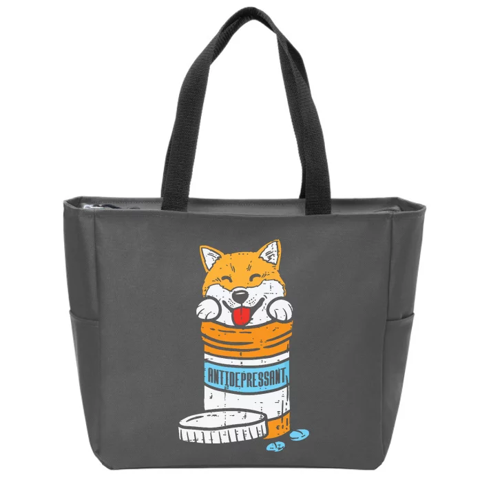 Antidepressant Shiba Inu Akita Japanese Dog Doge Meme Gift Zip Tote Bag