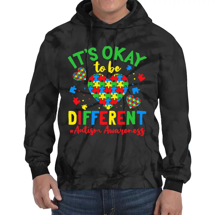 Autism Support It'S Okay To Be Different Autism Awareness Tie Dye Hoodie