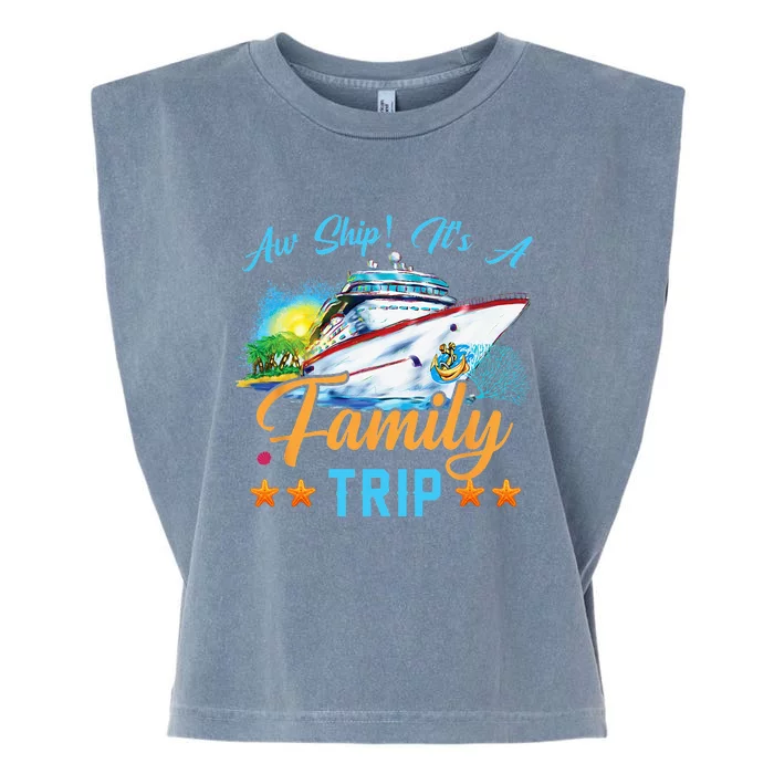 Aw Ship It's A Family Trip Garment-Dyed Women's Muscle Tee