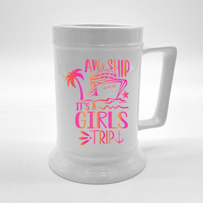 Aw Ship! ItS A Trip Cruise Vacation 2024 Gift Front & Back Beer Stein