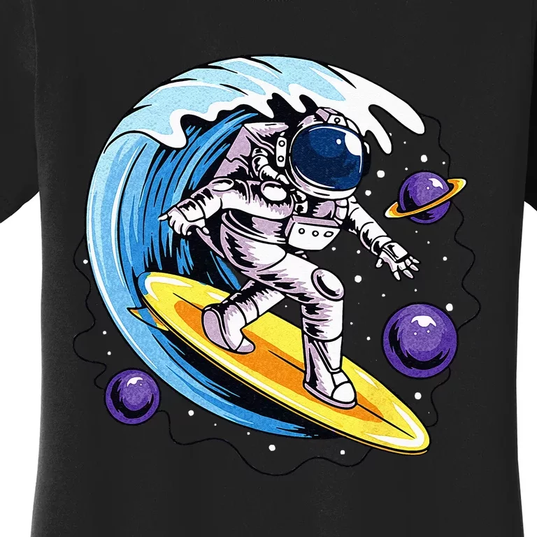 Astronaut Surfing in Outer Space Surfer Surfboarder Spaceman Women's T-Shirt