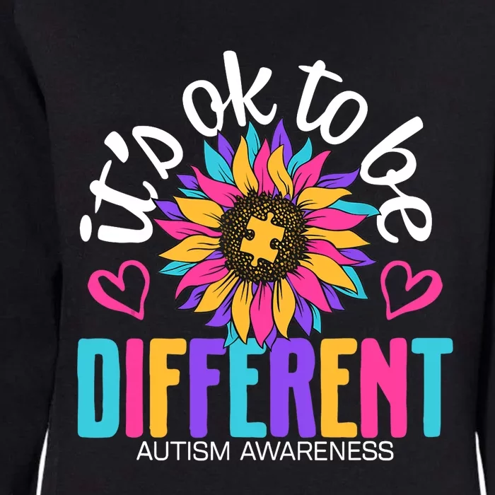 Autism Sunflower it's ok to be Different Autism Awareness Womens California Wash Sweatshirt