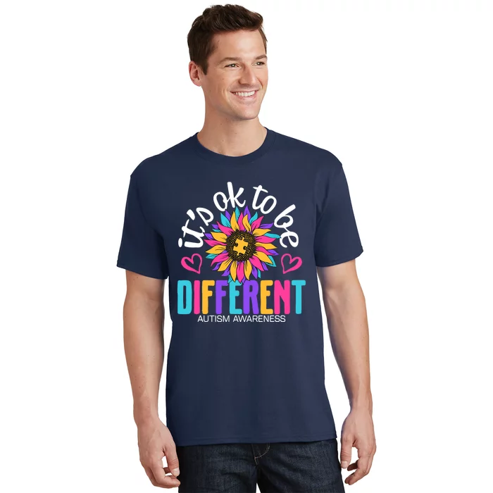 Autism Sunflower it's ok to be Different Autism Awareness T-Shirt