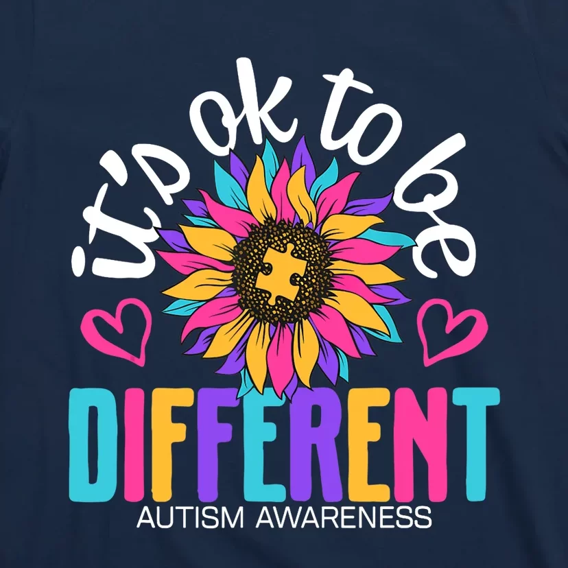 Autism Sunflower it's ok to be Different Autism Awareness T-Shirt