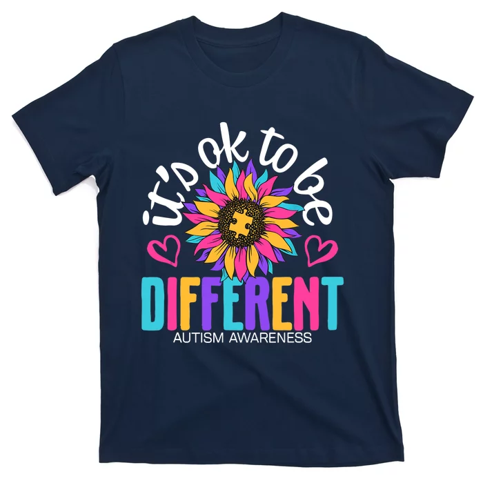 Autism Sunflower it's ok to be Different Autism Awareness T-Shirt