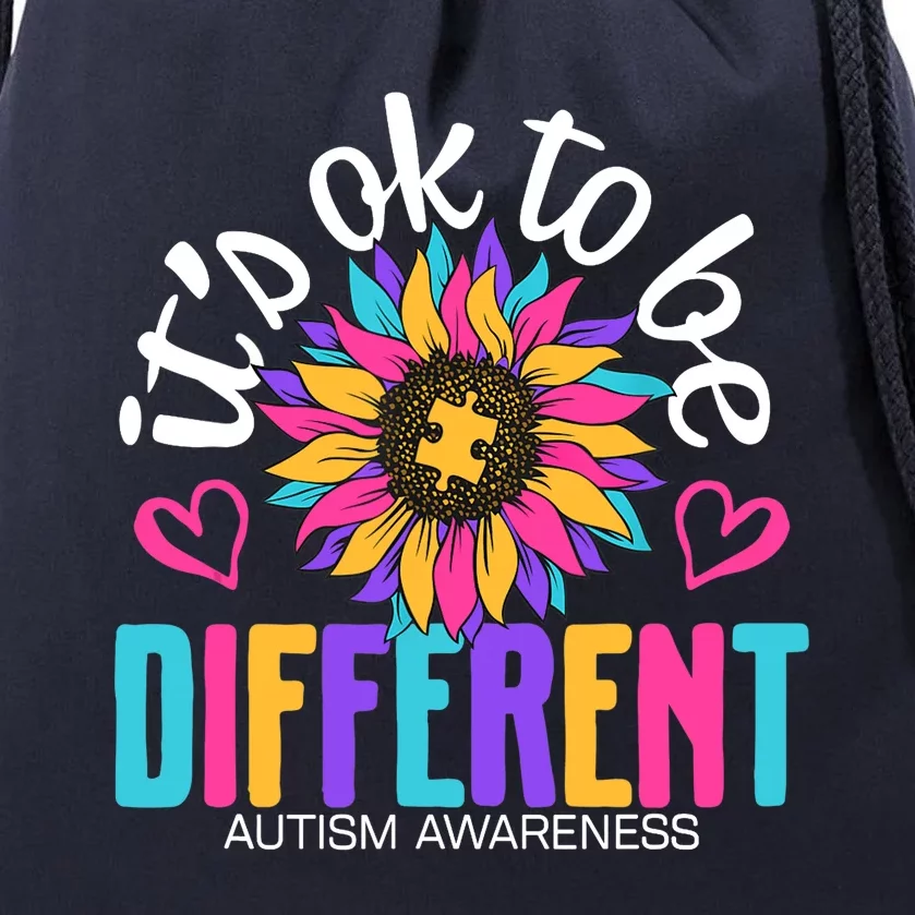 Autism Sunflower it's ok to be Different Autism Awareness Drawstring Bag