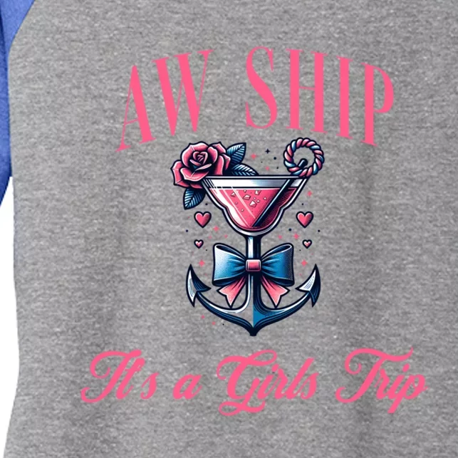 Aw Ship ItS A Trip Cruise Trip Oh Sip Coastal Gift Women's Tri-Blend 3/4-Sleeve Raglan Shirt