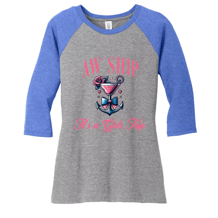 Aw Ship ItS A Trip Cruise Trip Oh Sip Coastal Gift Women's Tri-Blend 3/4-Sleeve Raglan Shirt