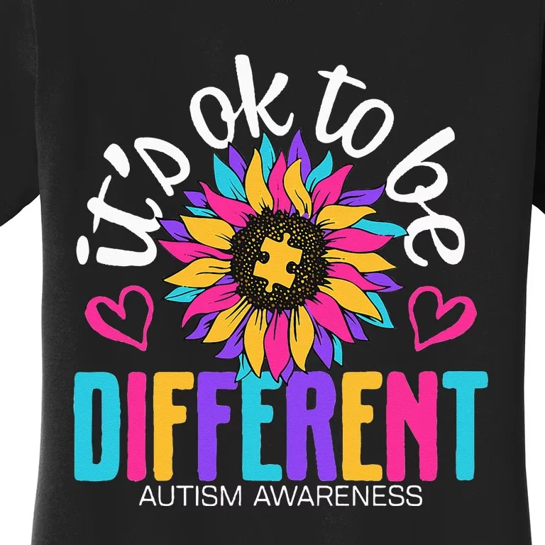 Autism Sunflower it's ok to be Different Autism Awareness Women's T-Shirt