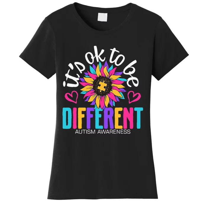 Autism Sunflower it's ok to be Different Autism Awareness Women's T-Shirt