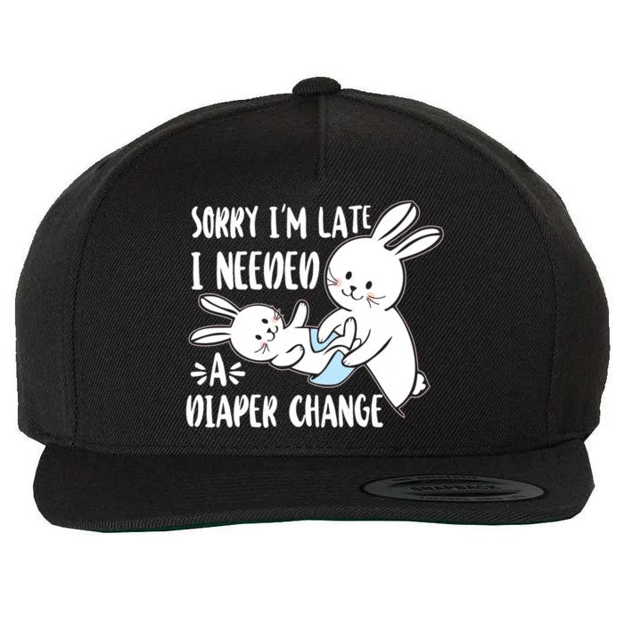 Abdl Sorry I Am Late I Needed A Diaper Change Cute Bunny Gift Wool Snapback Cap