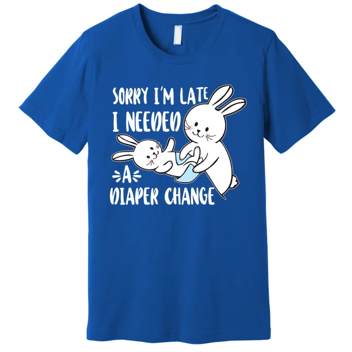 Abdl Sorry I Am Late I Needed A Diaper Change Cute Bunny Gift Premium T-Shirt