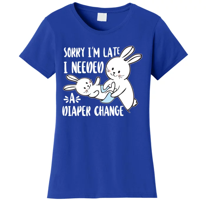 Abdl Sorry I Am Late I Needed A Diaper Change Cute Bunny Gift Women's T-Shirt