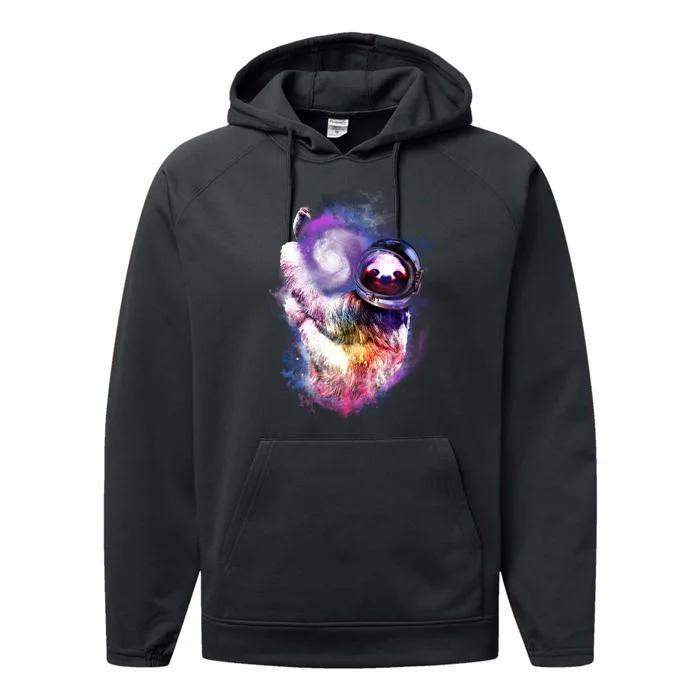 Astronaut Sloth In Space Performance Fleece Hoodie