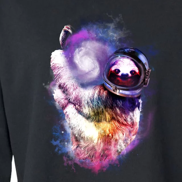 Astronaut Sloth In Space Cropped Pullover Crew