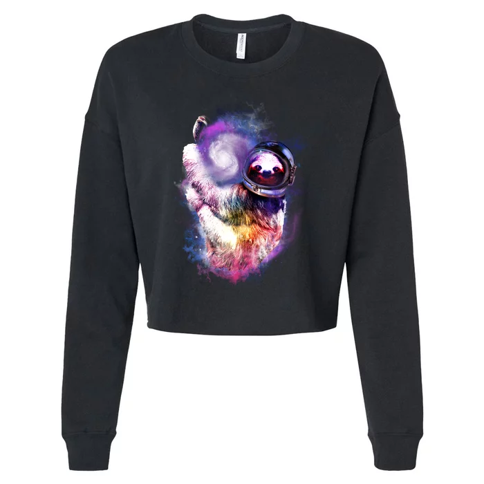 Astronaut Sloth In Space Cropped Pullover Crew