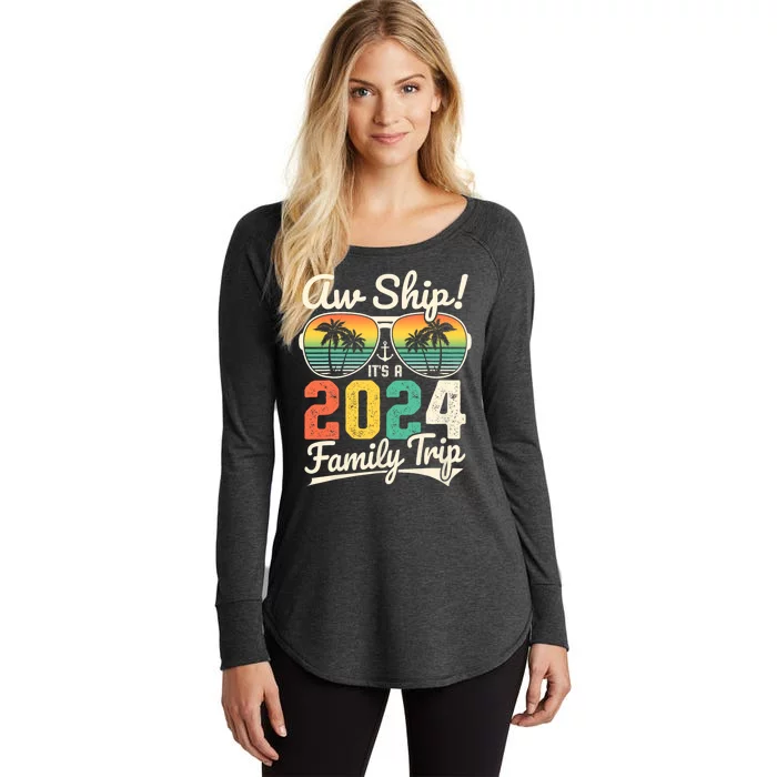 Aw Ship ItS A 2024 Family Trip Family Cruise Vintage Women's Perfect Tri Tunic Long Sleeve Shirt