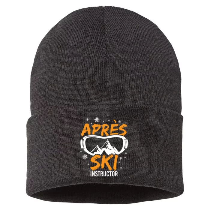 Apres Ski Instructor Skiing Lover Gift For Skier Sustainable Knit Beanie