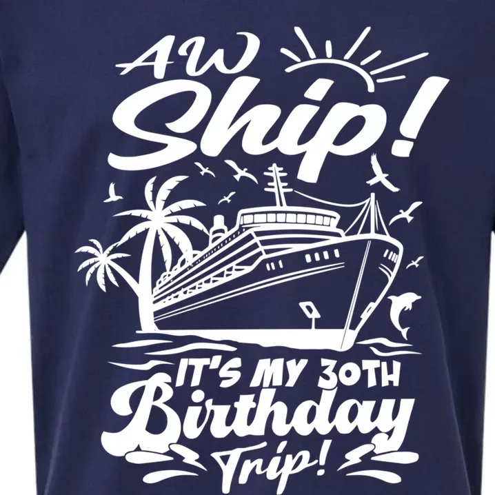 Aw Ship ItS My 30th Birthday Trip Cruise Birthday Vacation Gift Sueded Cloud Jersey T-Shirt