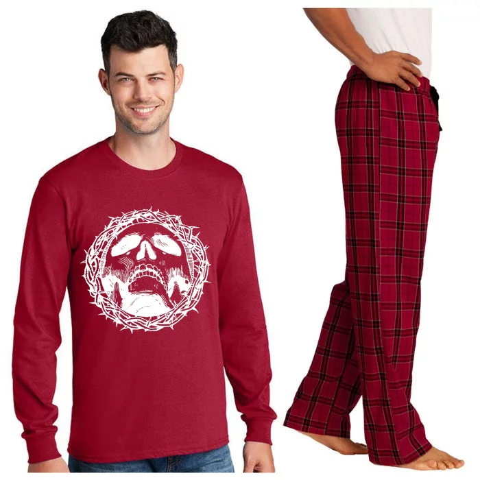 A Skull In Thorns Gothic Christ Jesus Long Sleeve Pajama Set