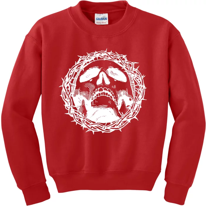 A Skull In Thorns Gothic Christ Jesus Kids Sweatshirt