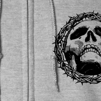 A Skull In Thorns Gothic Christ Jesus Full Zip Hoodie