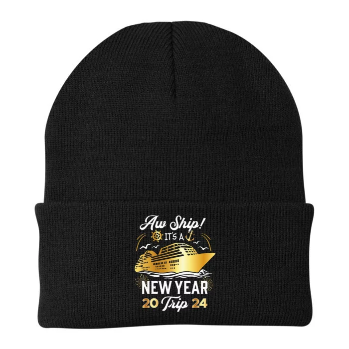 Aw Ship It's A New Year Trip Cruise Vacation Matching Knit Cap Winter Beanie