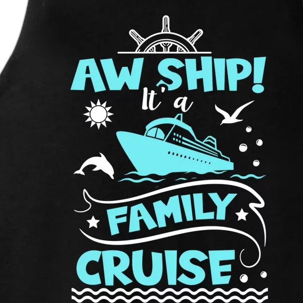 Aw Ship! It's A Family Trip Family Cruise Gift Ladies Tri-Blend Wicking Tank