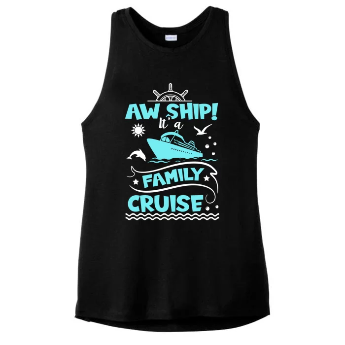 Aw Ship! It's A Family Trip Family Cruise Gift Ladies Tri-Blend Wicking Tank