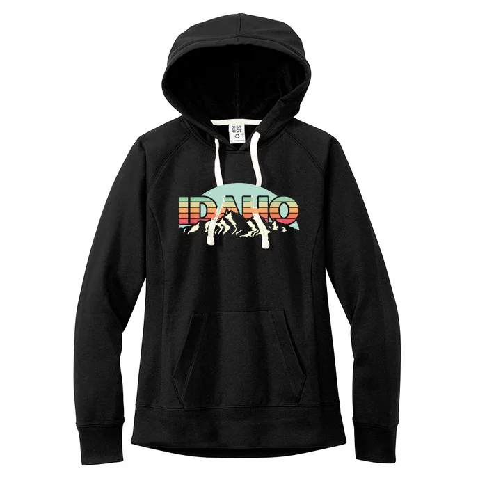 American State Idaho Vintage Mountain Nature Hiking Women's Fleece Hoodie