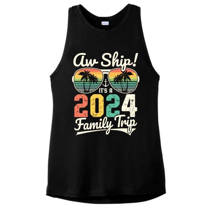 Aw Ship Its A 2024 Family Trip Family Cruise Vintage Ladies Tri-Blend Wicking Tank