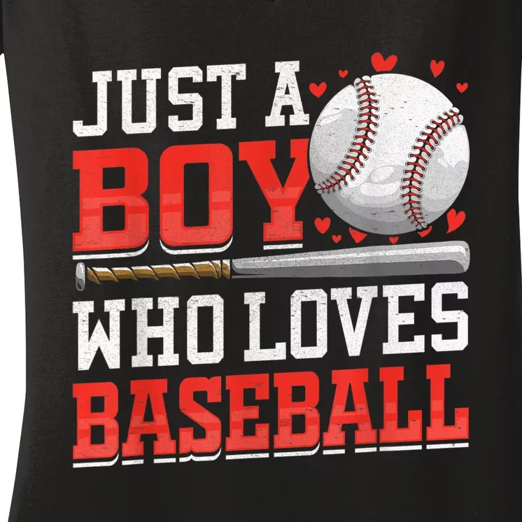 American Sport Just A Boy Who Loves Baseball Gifts For boy Women's V-Neck T-Shirt