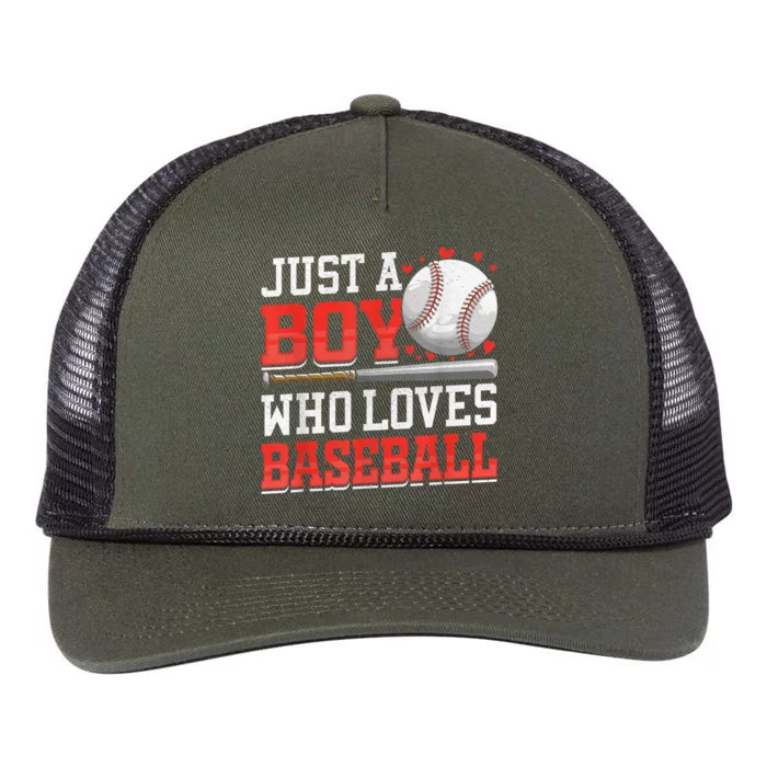 American Sport Just A Boy Who Loves Baseball Gifts For boy Retro Rope Trucker Hat Cap