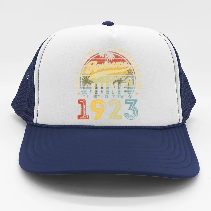 Awesome Since June 1923 Vintage 100th Birthday Party Retro Trucker Hat