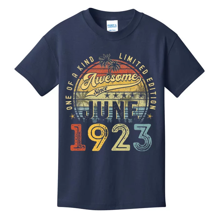 Awesome Since June 1923 Vintage 100th Birthday Party Retro Kids T-Shirt