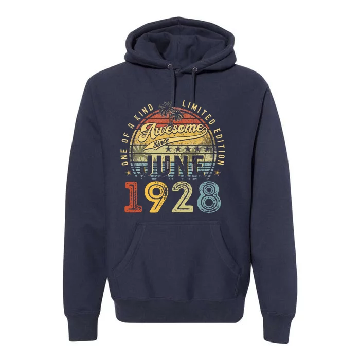 Awesome Since June 1928 Vintage 95th Birthday Party Retro Premium Hoodie