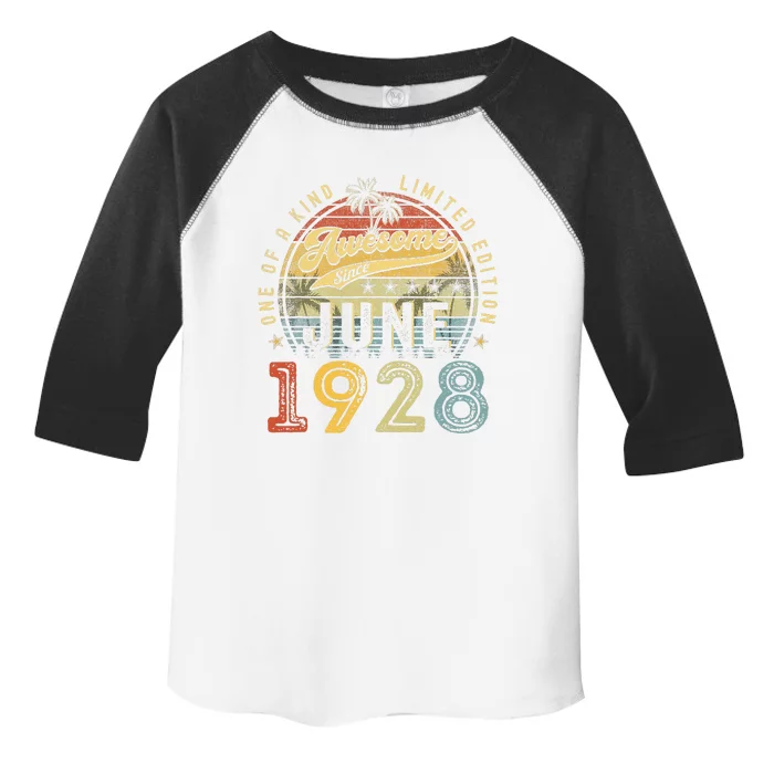 Awesome Since June 1928 Vintage 95th Birthday Party Retro Toddler Fine Jersey T-Shirt