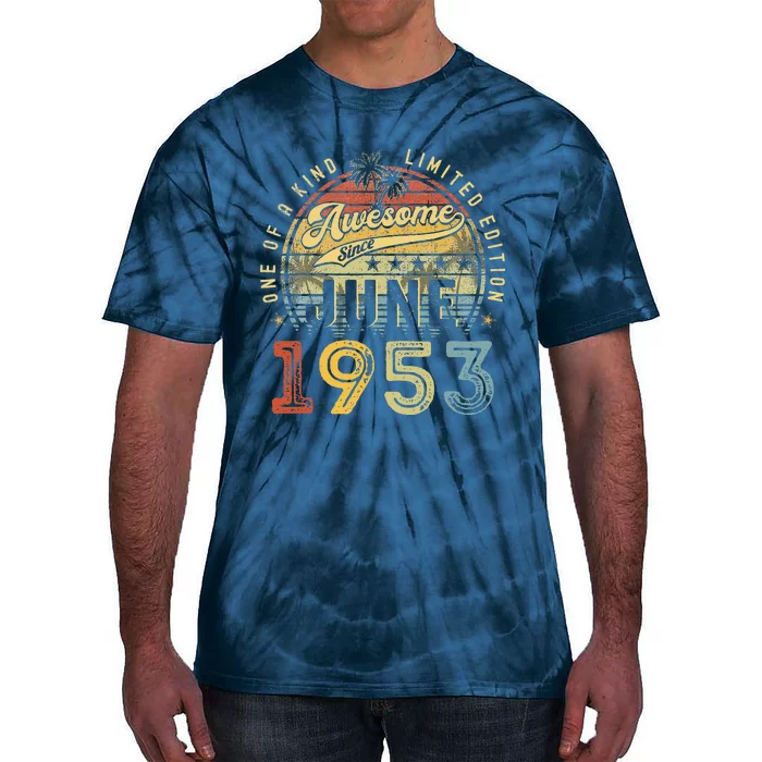 Awesome Since June 1953 Vintage 70th Birthday Party Retro Tie-Dye T-Shirt