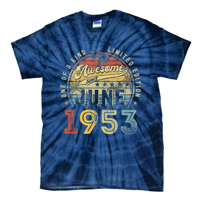 Awesome Since June 1953 Vintage 70th Birthday Party Retro Tie-Dye T-Shirt