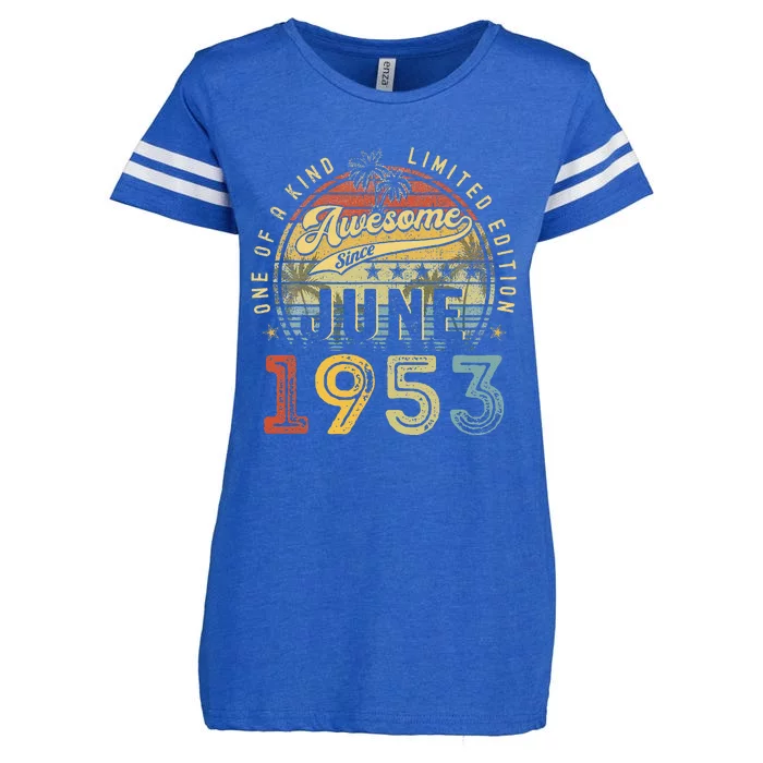 Awesome Since June 1953 Vintage 70th Birthday Party Retro Enza Ladies Jersey Football T-Shirt