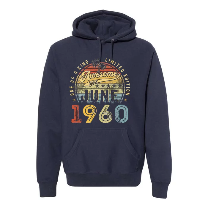 Awesome Since June 1960 Vintage 63rd Birthday Party Retro Premium Hoodie