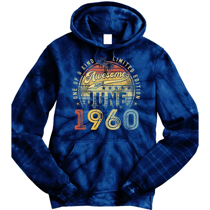 Awesome Since June 1960 Vintage 63rd Birthday Party Retro Tie Dye Hoodie