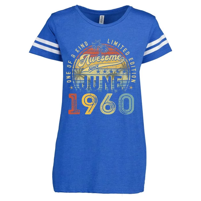 Awesome Since June 1960 Vintage 63rd Birthday Party Retro Enza Ladies Jersey Football T-Shirt