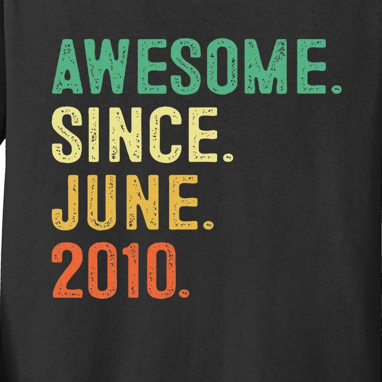 Awesome Since June 2010 13th Birthday Gift 13 Years Old Kids Long Sleeve Shirt