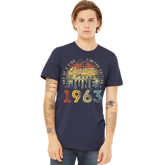 Awesome Since June 1963 Vintage 60th Birthday Party Retro Premium T-Shirt